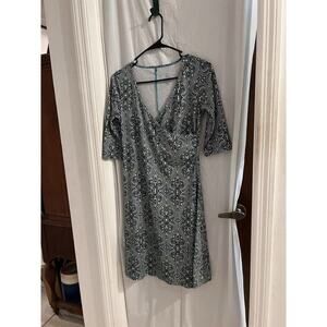 Prana Blue Green Paisley Nadia Verda Dress Size S Surplice Front Faux Wrap